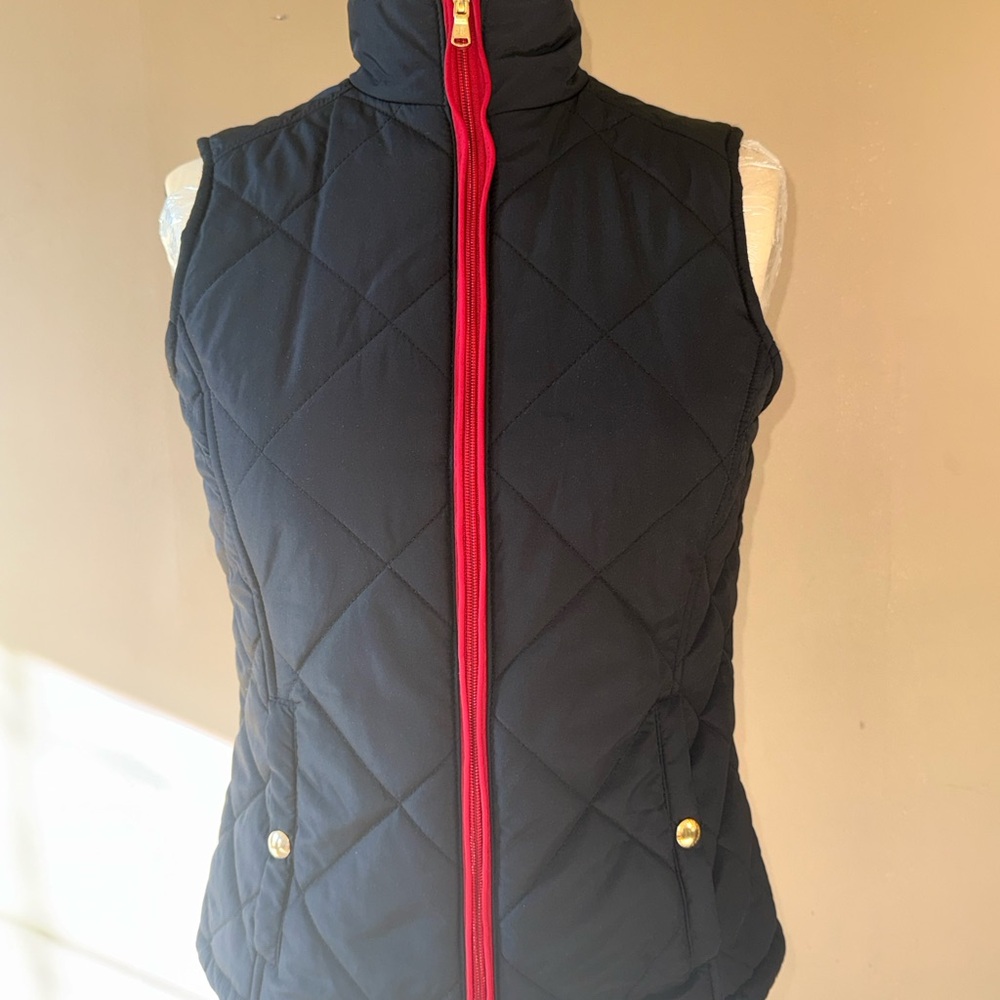 Polo Ralph Lauren Black Quilted Vest with Red Accents